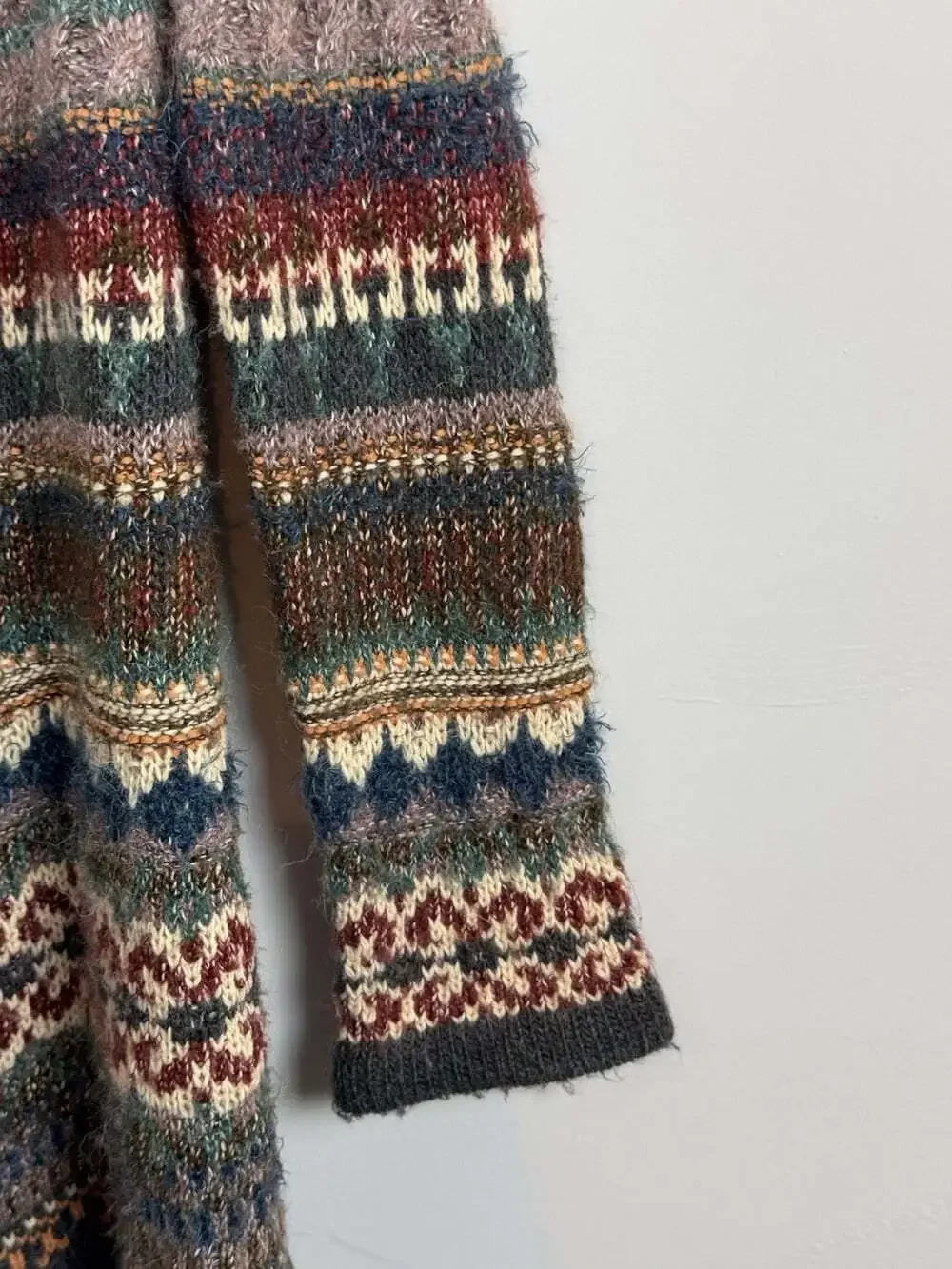 Orvis Women’s Multicolor Fair Isle Knit Open Front Long Sleeve Cardigan Sweater
